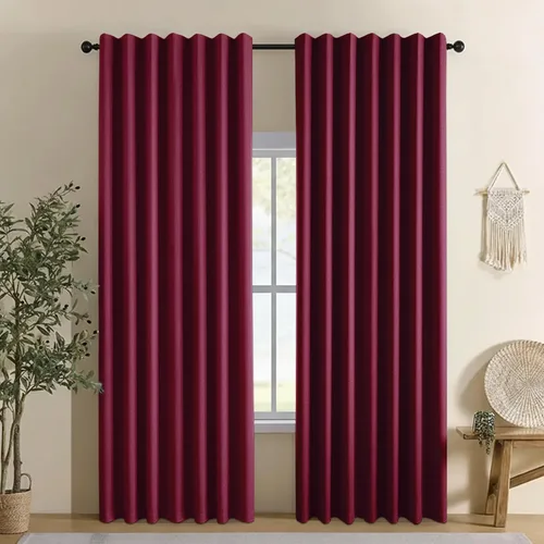 Vista 9 de Cortinas opacas 100% de lino para dormitorio, cortinas para oscurecer la habitación con pestaña trasera/bolsillo para barra, cortinas opacas