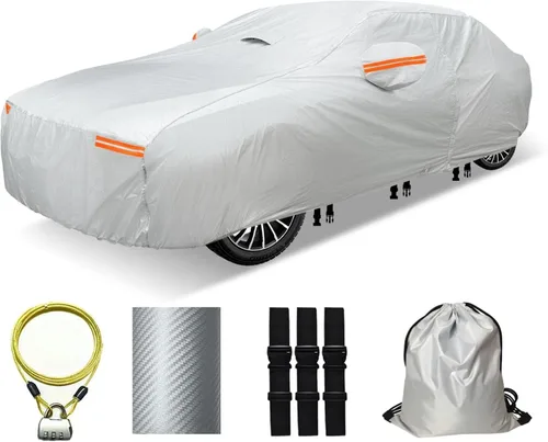 Vista 13 de Funda para coche SUV de 30 capas para automóviles, impermeable para todo tipo de clima, protección UV, resistente a la nieve, resistente al viento