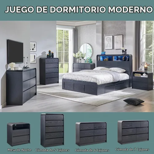 Vista 6 de Aitjunz - Cómoda moderna de 5 cajones para dormitorio, 45 pulgadas de alto, diseño de perfil curvo, cómoda vertical de madera estilo Mid-Century