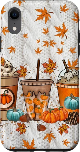 Vista 24 de iPhone 16 Thanksgiving Autumn Leaves Pumpkin Spice Knitted Print Phone Case