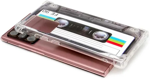 Vista 4 de FAteamll Funda para Galaxy Note 20 Ultra con esquinas reforzadas, TPU suave parachoques retro Cassette Tape Case + protector de lente de cámara