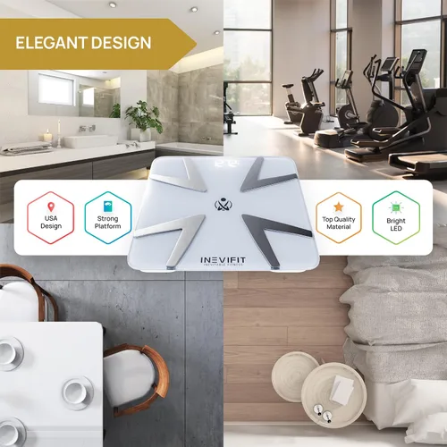 Vista 6 de INEVIFIT Smart - Báscula de grasa corporal, analizador digital Bluetooth de composición corporal de baño altamente preciso, mide peso, grasa