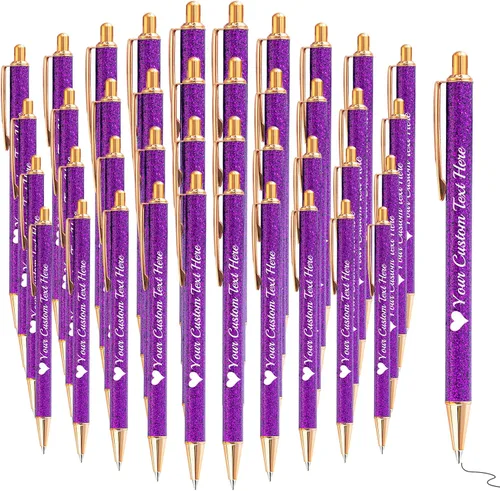 Vista 41 de Bolígrafos con purpurina personalizados con nombre, bolígrafos bonitos y bonitos personalizados, bolígrafos retráctiles de tinta negra, suministros