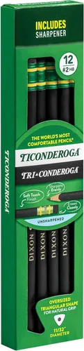 Vista 5 de Ticonderoga Tri-Conderoga - Lápices triangulares, carcasa de madera #2, sacapuntas, barril cómodo de tacto suave, negro, (22500)