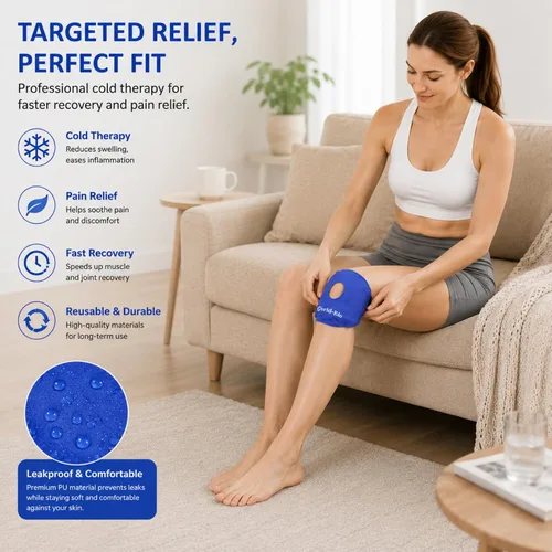 Vista 2 de Terapia de envoltorio de rodilla, en caliente y frío, 2 S, Azul, 1 2 Pcs Value Set, Hot and Cold Therapy Use, Adjustable Strap Design, Snug Fit