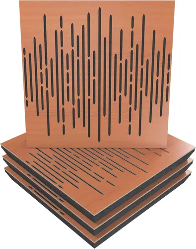 Vista 9 de Panel acústico difuso de absorción de sonido, «onda» para estudio de grabación Laminado en madera, (paquete de 4): (Negro)