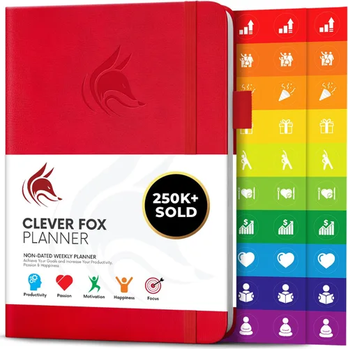 Vista 30 de Clever Fox Planner – Planificador semanal y mensual sin fecha para productividad, manejo del tiempo y objetivos – Diario organizador – A5