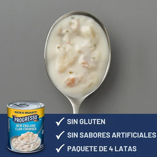 Vista 4 de Progresso: Sopa Rica y Abundante, Sopa de Almejas de Nueva Inglaterra, 18.5 oz., Pack de 4