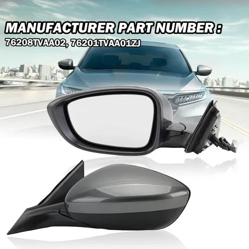 Vista 6 de Espejo lateral izquierdo del conductor compatible con Honda Accord 2018, 2019, 2020, 2021, espejos eléctricos, sin calefacción, deportivo 1.5T, Gris