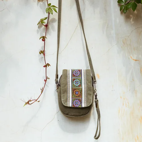 Vista 7 de Goodhan Bolsa cruzada de lona bordada para teléfono celular, monedero para mujer
