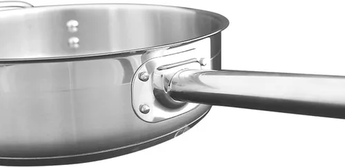 Vista 5 de TrueCraftware - Sartén de acero inoxidable de 3 cuartos de galón con tapa y mango hueco soldado- Utensilios de cocina para cocinero, sartén