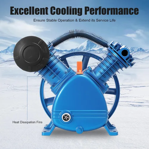 Vista 2 de Cabezal de bomba de compresor de aire de doble cilindro de 175PSI 5.5HP, 21CFM V Tipo Doble Etapa Universal de Bajo Consumo de Energía Motor