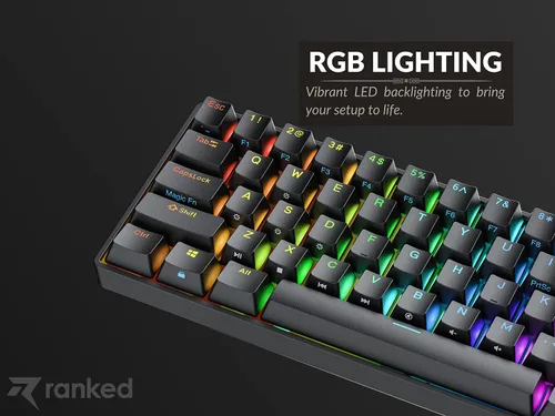 Vista 8 de Ranked S60 Supernova 60% Factor de Forma Teclado Mecánico de Gaming con Intercambio en Caliente 61 Teclas Retroiluminado LED RGB Multicolor