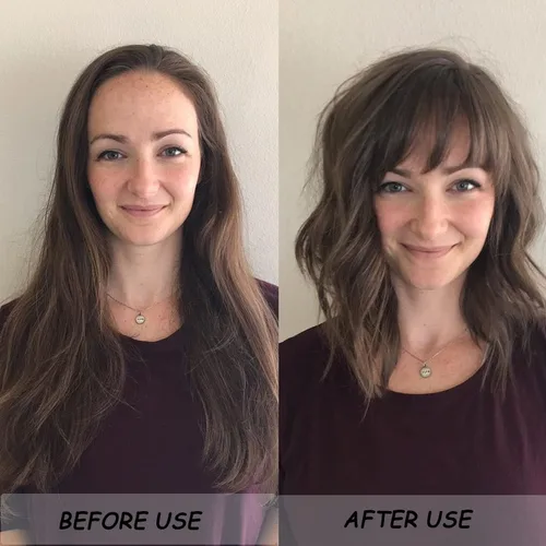 Vista 3 de Flequillo 100% humano, extensiones de cabello francés, flequillo curvado para mujer (flequillo de sienes largas de 7 pulgadas, negro natural)