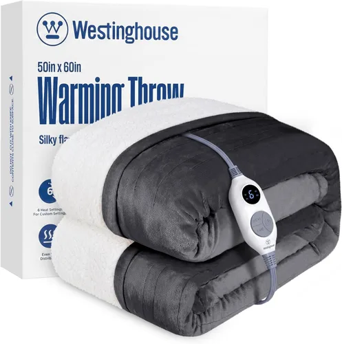 Vista 22 de Manta eléctrica con calefacción Westinghouse, manta eléctrica con 6 niveles de calefacción y configuración de tiempo de 2-10 horas, manta eléctrica