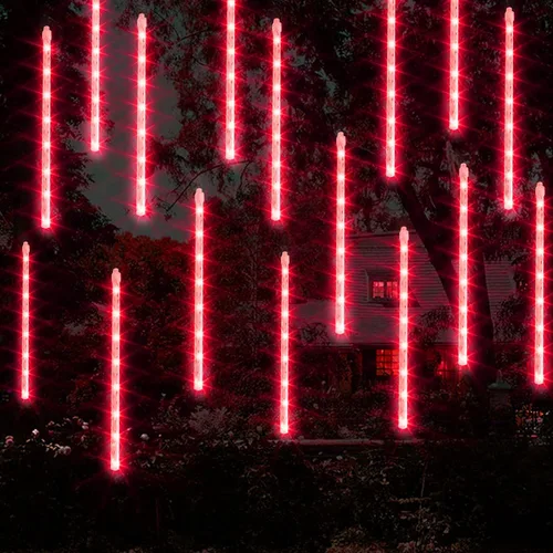 Vista 6 de Dazzle Bright 288 luces LED de Navidad, luces de lluvia de meteoritos de 11.8 pulgadas con 8 tubos, enchufe impermeable, luces de lluvia que caen