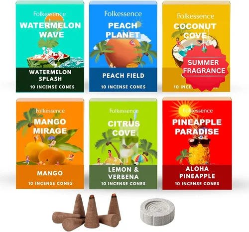 Vista 21 de Folkulture Conos de Incienso Perfumados Juego de 6 (120 Conos) con Porta Conos de Incienso Incienso de Lavanda, Palo Santo, Incienso de Sándalo