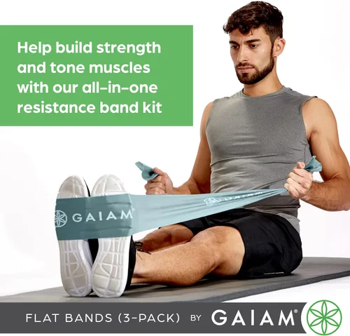 Vista 2 de Gaiam Juego de bandas de resistencia para restaurar la fuerza y la flexibilidad, 3 niveles de resistencia, bandas de entrenamiento de fuerza