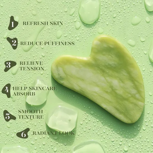 Vista 4 de BAIMEI IcyMe Gua Sha y rodillo de jade - Herramientas faciales, rodillo facial y juego de Gua Sha para reducir la hinchazón y el enrojecimiento