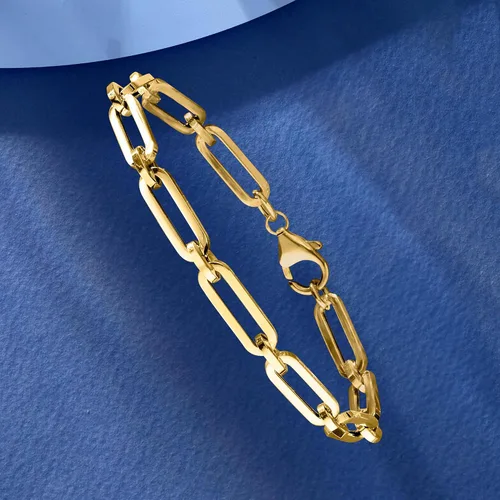 Vista 4 de Ross-Simons Italian 14kt Yellow Gold Paper Clip Link Bracelet