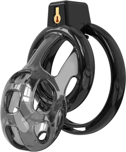 Vista 7 de Soft Rubber Male Chastity Cage, with 6 Size Rings, Invisible Lock Man Penis Exercise Bondage Gear & Accessories Lightweight Adult Sex Toys (Black, S)
