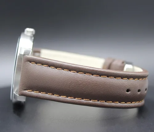 Vista 4 de The Art of Ligel TAL Gentleman's Reloj Esfera blanca clásica Correa de reloj de cuero genuino marrón 1.575in Movimiento de cuarzo suizo