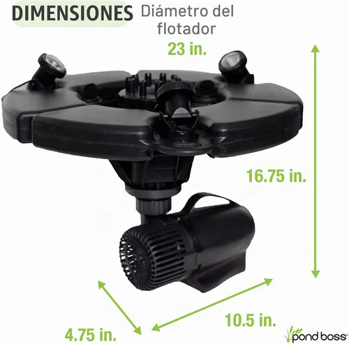 Vista 2 de pond boss Fuente flotante PRO con luces, 1/2 hp, bomba 5000 GPH