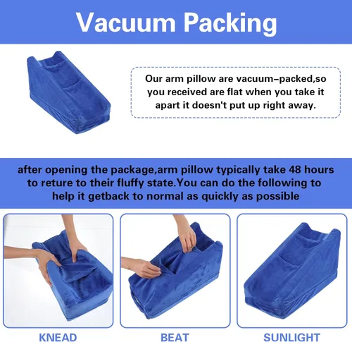 Vista 3 de Almohada de brazo gris con 2 bolsillos, almohadas de apoyo ergonómicas suaves para reposar codos en forma de cuña y brazo roto regalos con espuma