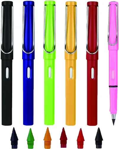 Vista 13 de 12 juegos de lápices eternos, bolígrafo infinito, lápices sin afilar para escribir, dibujar, estudiantes, sostenibles para suministros escolares