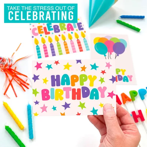 Vista 8 de 24 tarjetas de cumpleaños a granel con sobres, tarjetas de feliz cumpleaños Beige Pastel 24 piezas