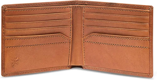 Vista 5 de HoJ Co. Deer In The Woods - Cartera plegable Cuero italiano de grano completo Cartera de cuero para hombre Diseño clásico bi-fold Regalo