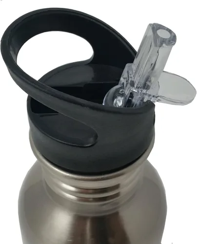 Vista 3 de Botella de agua personalizada de acero inoxidable con tapa de pajita, botella de agua deportiva de 20 onzas, personalizable