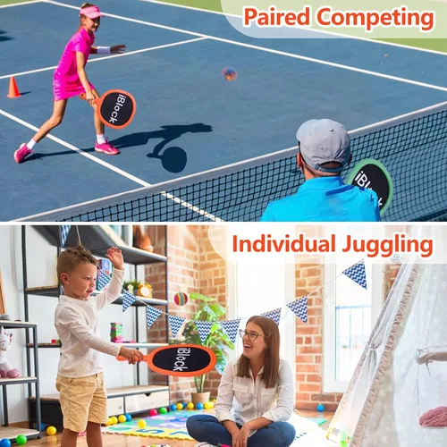 Vista 5 de Pelota de fútbol curvada y paletas portátiles para jugar en interiores y exteriores para niños