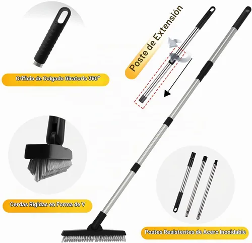 Vista 6 de 2 Pack Cepillo para lechada con mango largo, cepillo giratorio para limpieza de líneas de lechada - Cepillo limpiador de lechada con mango duradero