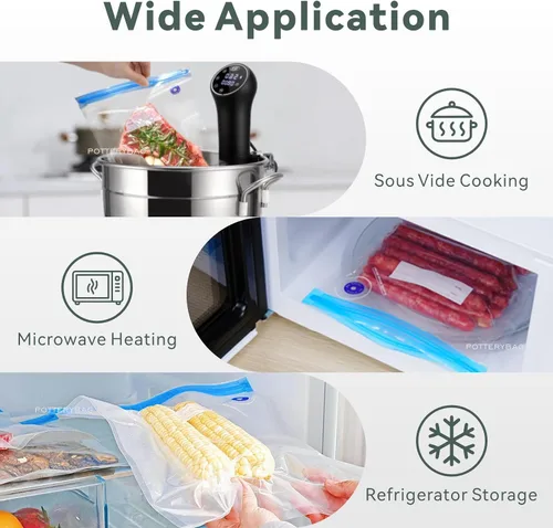 Vista 3 de Sous Vide - Bolsas reutilizables de 30 unidades, bolsas reutilizables de sellado al vacío (S+M+L) compatibles con alimentos para cocinas Anova