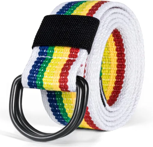 Vista 24 de Cinturón para mujeres y hombres de lona con hebilla negra 1 1/2" de ancho extra larga color sólido