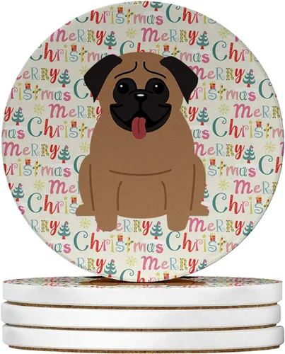 Vista 46 de Abyssinian Sand Terrier Merry Christmas - Posavasos grandes de piedra arenisca (4 unidades)
