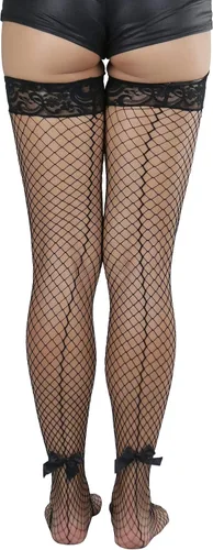 Vista 7 de ToBeInStyle Medias de red atemporales con costura trasera para mujer