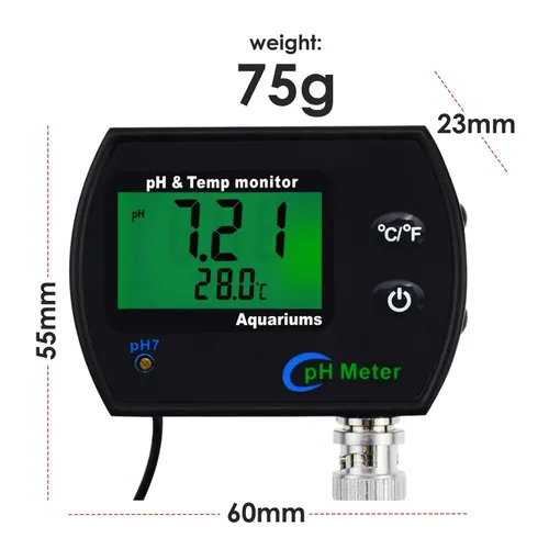 Vista 4 de Medidor de pH y temperatura combinado 2 en 1 Probador de calidad del agua Electrodo de pH BNC reemplazable para acuarios Tanques hidropónicos