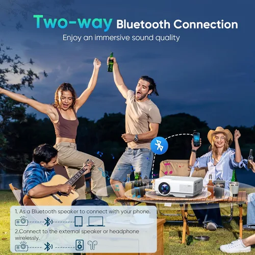 Vista 3 de Mini proyector con WiFi y Bluetooth, proyector de cine al aire libre