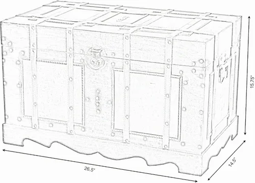 Vista 2 de Baúl grande del vapor del estilo antiguo, caja de almacenamiento decorativa