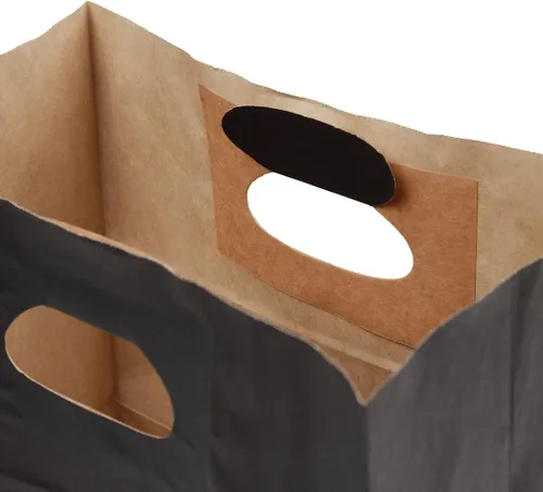 Vista 14 de Bag Tek Rectangle Paper Take Out Bag - with Handles - 11" x 7" x 11" - 100 count box