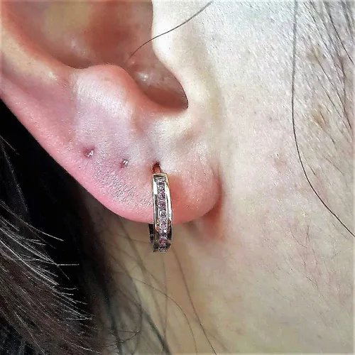Vista 6 de Dazzlingrock Collection - Pendientes de aro pequeños de 14 quilates, oro rosa