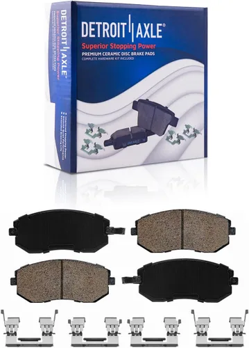 Vista 90 de Detroit Axle - Pastillas de freno para Ford F-150 99-03, 02 Lincoln Blackwood, Pastillas de freno de cerámica delanteras y traseras con repuesto