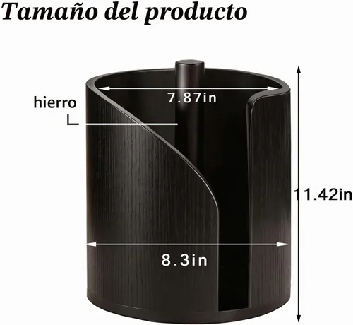 Vista 2 de Toallero de papel para encimera grande en forma de cubo mejorado 2026 con 3 ventosas preinstaladas y 3 ventosas de repuesto, antideslizante y Negro