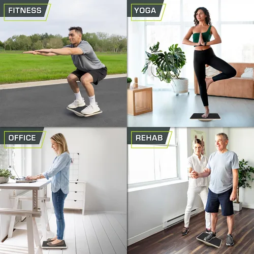 Vista 6 de ProsourceFit Tabla de equilibrio de madera antideslizante para entrenamiento de núcleo, 17.5 pulgadas de diámetro, color negro