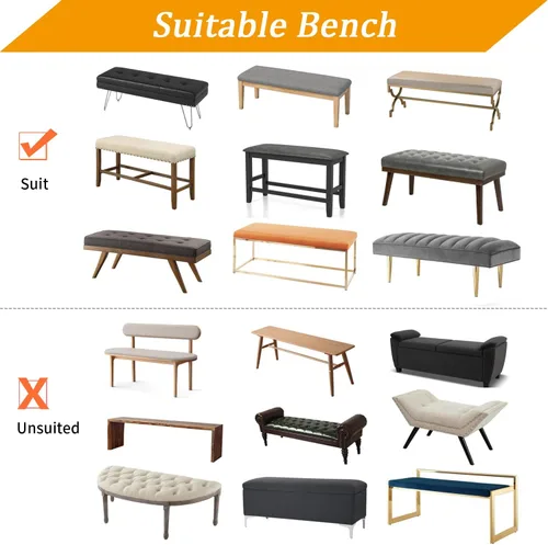 Vista 4 de Fuloon - Funda elástica de jacquard para banco de comedor, antipolvo, desmontable, funda para banco lavable, protector de cojín de asiento para Beige