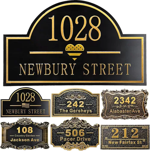Vista 33 de Placa personalizada de dirección de casa de 12 pulgadas, números fundidos para exteriores, placa de señal de dirección personalizada con nombre