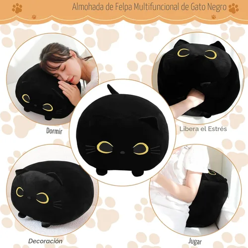 Vista 5 de TOYSYM Gato Negro de Peluche Mamá Gato de Peluche Juguetes con 4 Bebés Blanditos en su Vientre Almohadas Suave Lindas para Abrazar para Niños y Niñas