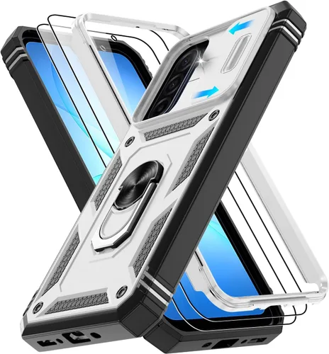 Vista 260 de Gritup Funda para Google Pixel 6 con cubierta deslizante para cámara y protector de pantalla (2 unidades), soporte de anillo giratorio 360°, funda